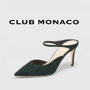CLUB MONACO NWT SAYDEE SUEDE FOREST GREEN PUMPS!